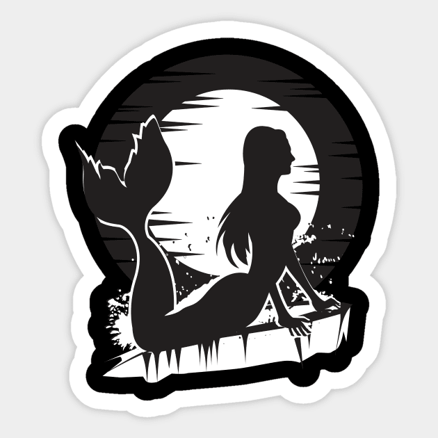 Mermaid Moon Silhouette Sticker by divawaddle